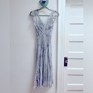 Rebecca Taylor 100% silk dress blue floral 4